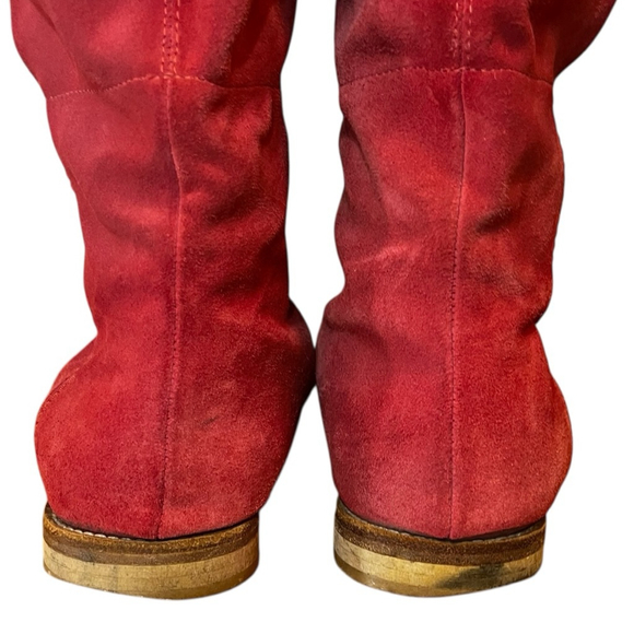Vintage Italian Red Suede Knee-High Boots, 40 (9-10), Bench-Made - Picture 12 of 15